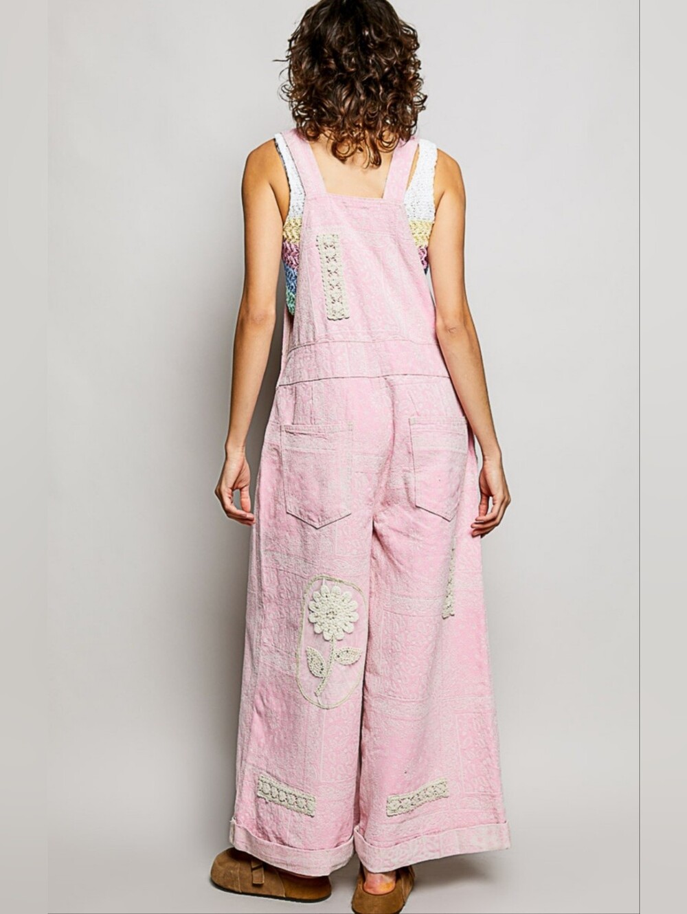 💕 POL Pink Stardust Patchwork Overalls Large New!! - Picture 5 of 6